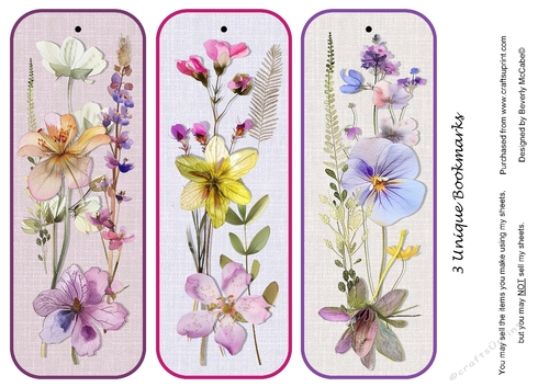 3 Pressed Flowers Bookmarks
