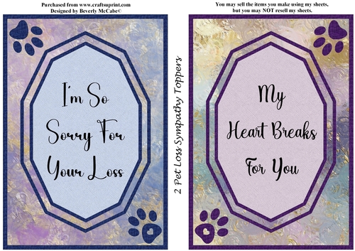 2 Pet Loss Sympathy Toppers