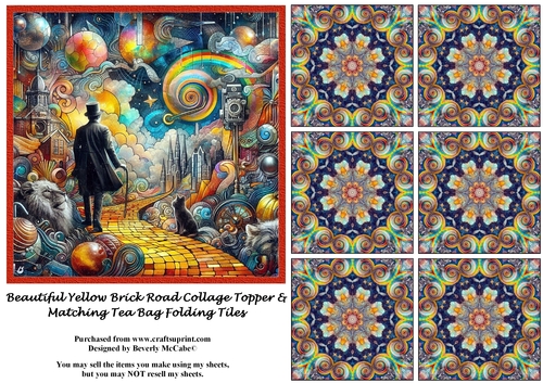 Yellow Brick Road Collage Topper and Matching Tea Bag Tiles