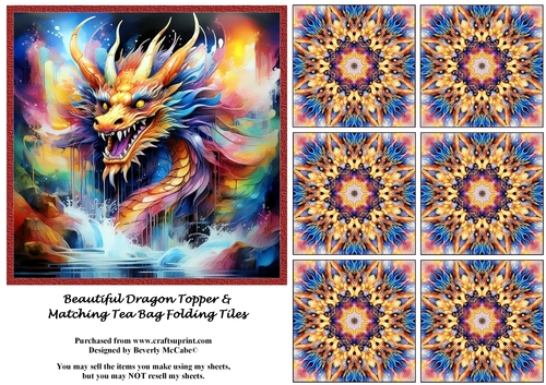 Beautiful Dragon Topper and Matching Tea Bag Tiles