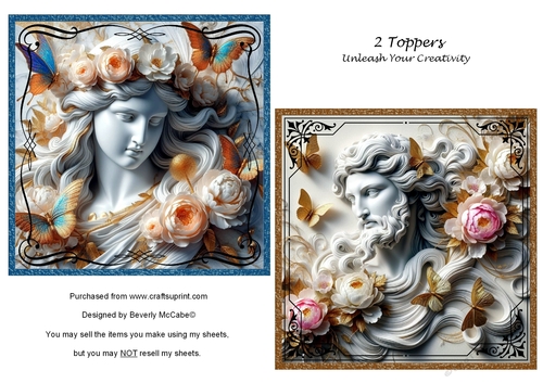 2 Beautiful Marble Statue Toppers