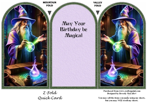 Fantasy Wizard Z-Fold Quick Card - Birthday
