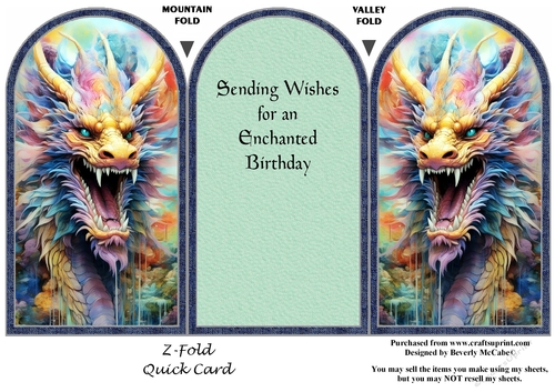 Fantasy Dragon Z-Fold Quick Card - Birthday