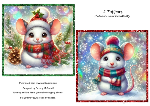 2 Christmas Mouse Toppers
