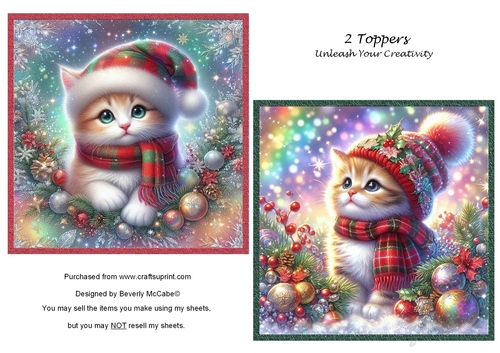 2 Christmas Kitten Toppers