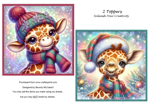 2 Christmas Giraffe Toppers