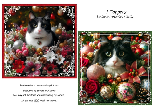 2 Christmas Kitty Bouquet Toppers