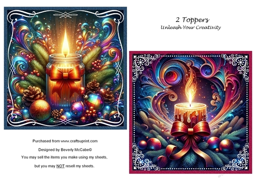 2 Christmas Candle Toppers