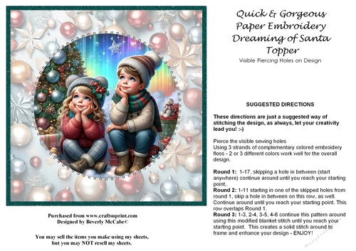Dreaming of Santa Paper Embroidery Topper