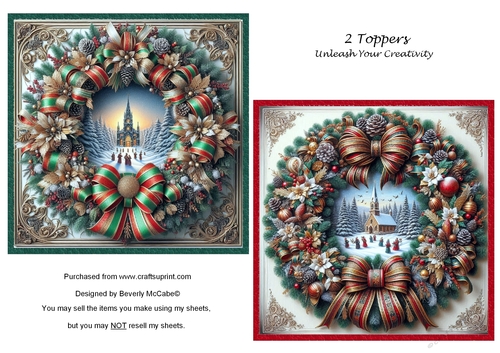 2 Christmas Wreath Toppers