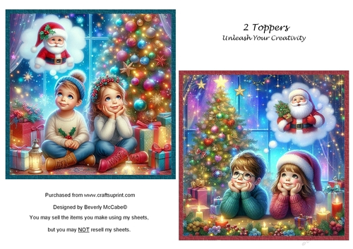 2 Dreaming of Santa Christmas Toppers