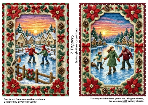 2 Holiday Ice Skating Toppers