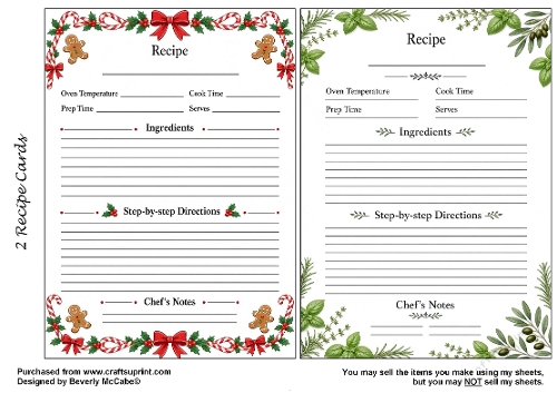 2 Large Recipe Cards #2