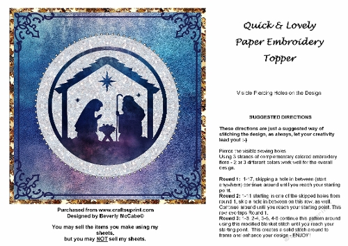 Nativity Silhouette Paper Embroidery Topper