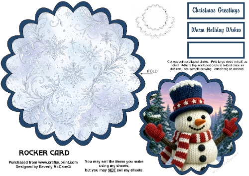 Knitted Snowman Wobble Rocker Card