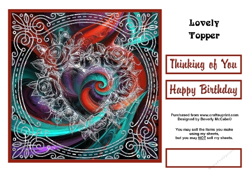Silver Hearts and Roses Topper