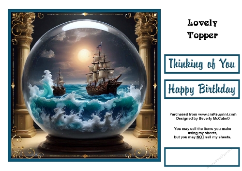 Ships in a Crystal Ball Topper