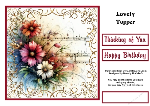 Beautiful Floral and Music Topper