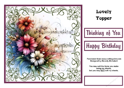 Beautiful Floral and Music Topper