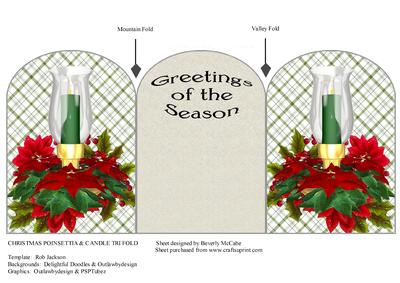 Poinsettia & Candle Tri-fold Card