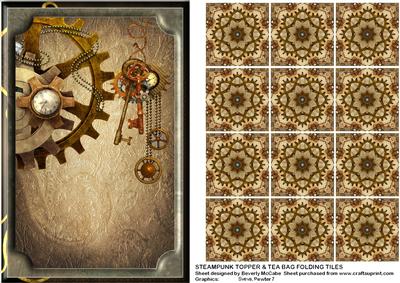 Steampunk Topper with Tea Bag Folding Tiles