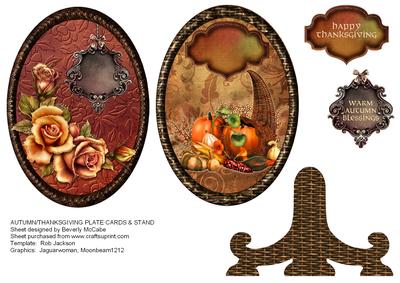 Autumn & Thanksgiving Plate Cards & Stand