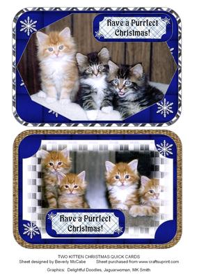 Two Kitten Christmas Quick Card Toppers