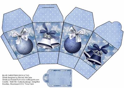 Blue Christmas Small Box & Tag