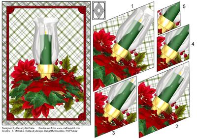 Candle & Poinsettia Diamond Pyramid