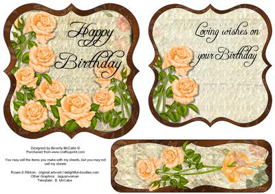 Peach Rose Topper, Insert & Bookmark