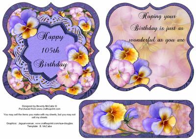 Happy 105th Birthday Topper, Insert & Bookmark