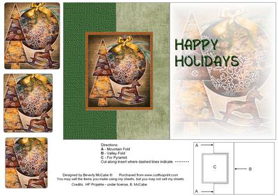 Steampunk Happy Holidays Fold Back