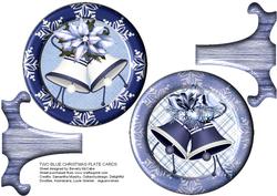 Two Blue Christmas Plate Cards