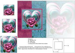 Hearts & Rose Fold Back Card with Pyramid