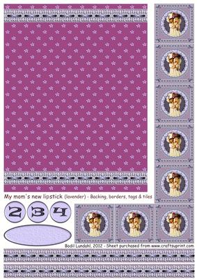 My Moms New Lipstick (lavender) - Backing, Borders, Tags &