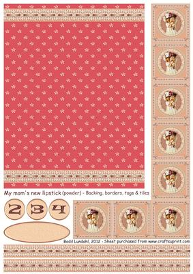 My Moms New Lipstick (powder) - Backing, Borders, Tags &