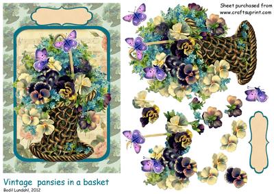 Vintage Pansies in a Basket