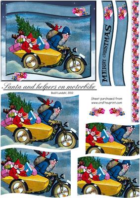Santa and Helpers on Motorbike