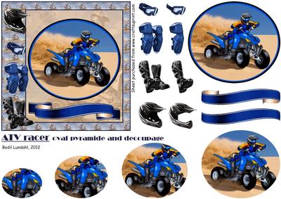 Atv Racer Oval Pyramide and Decoupage