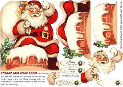 Shaped Card Front Santa Decoupage