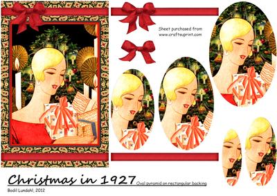 Christmas in 1927 Oval Pyramid on Rectangular Backing