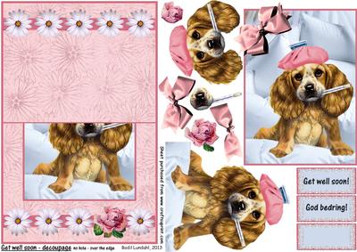 Get Well Soon, Pink Decoupage. No Hole-over the Edge