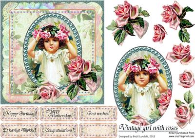 Vintage Girl with Roses