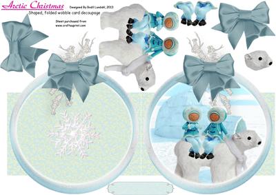Arctic Christmas. Shaped, Folded Wobble Card Decoupage