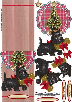 Vintage Christmas Scottie, Step by Step Over the Edge