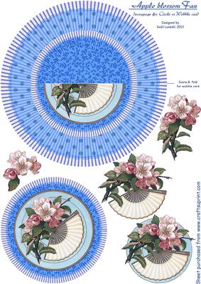 Apple Blossom Fan, Decoupage for Circle or Wobble Card