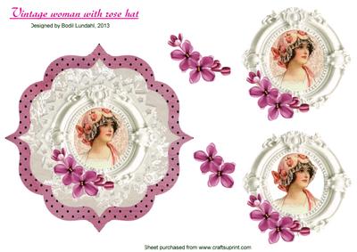 Vintage Woman with Rose Hat