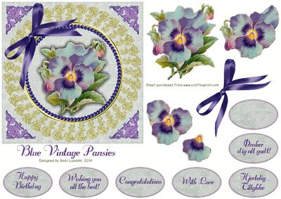 Blue Vintage Pansies