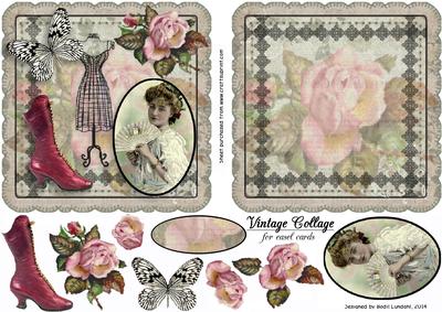 Vintage Collage for Easel Cards
