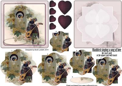 Blackbird Singing a Song of Love, for Easel Card